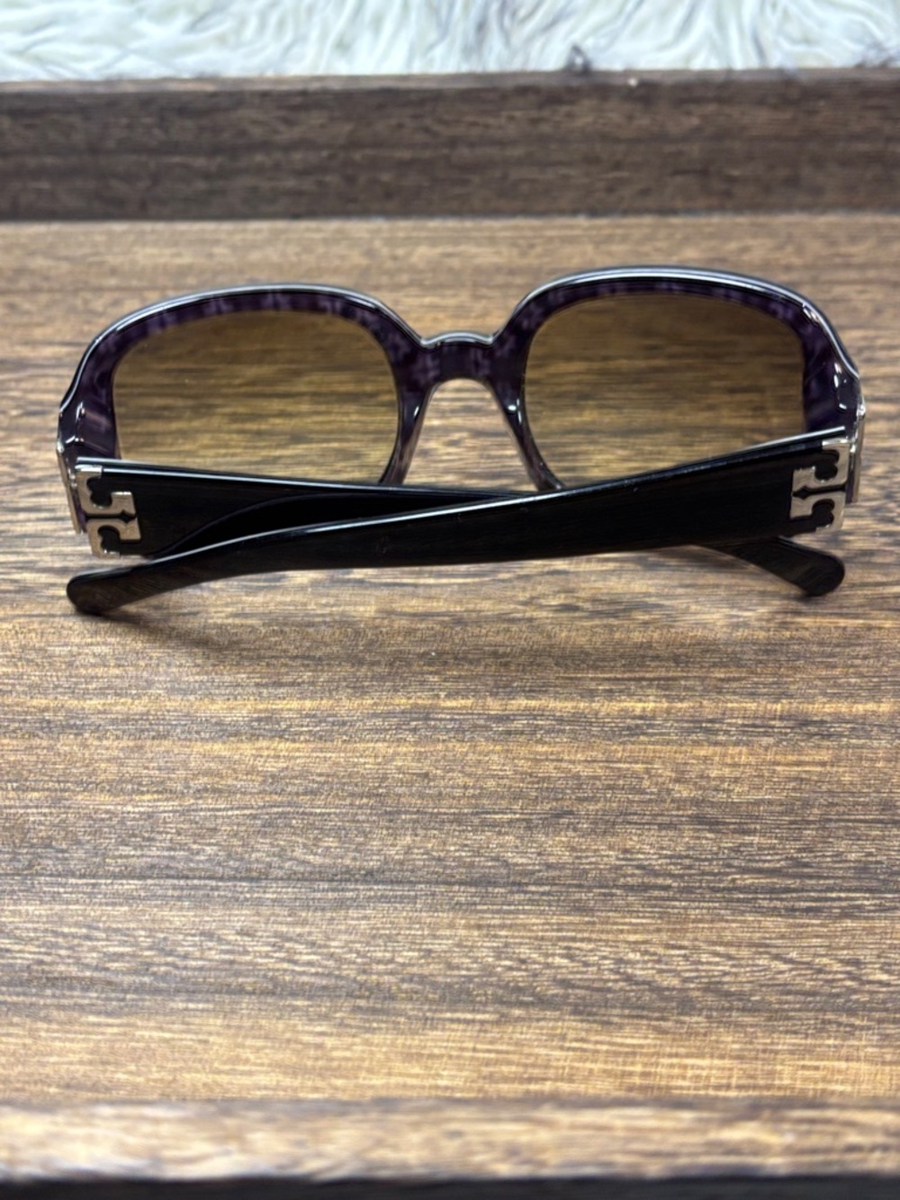 Tory Burch Black Frame Sunglasses with Gradient Lenses - Picture 5 of 6